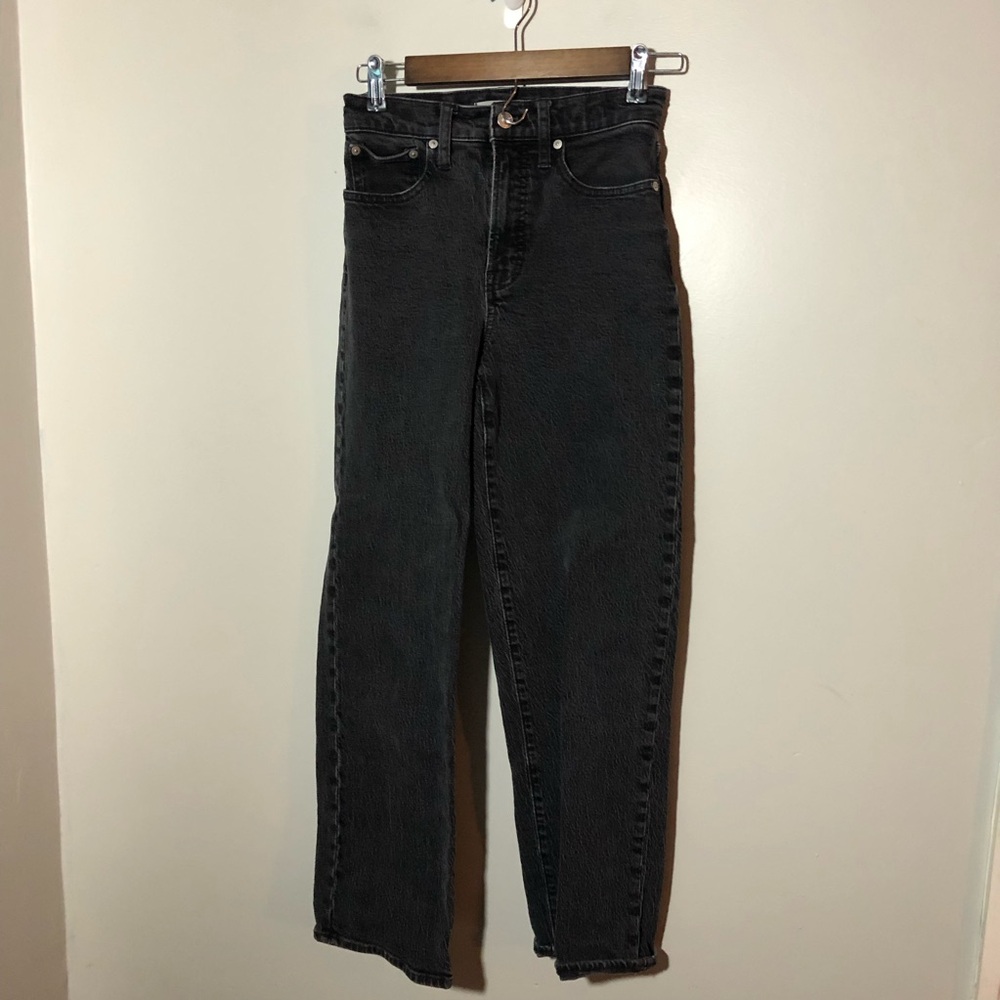 Madewell perfect vintage wide leg black stone wash womens jeans sz 24
